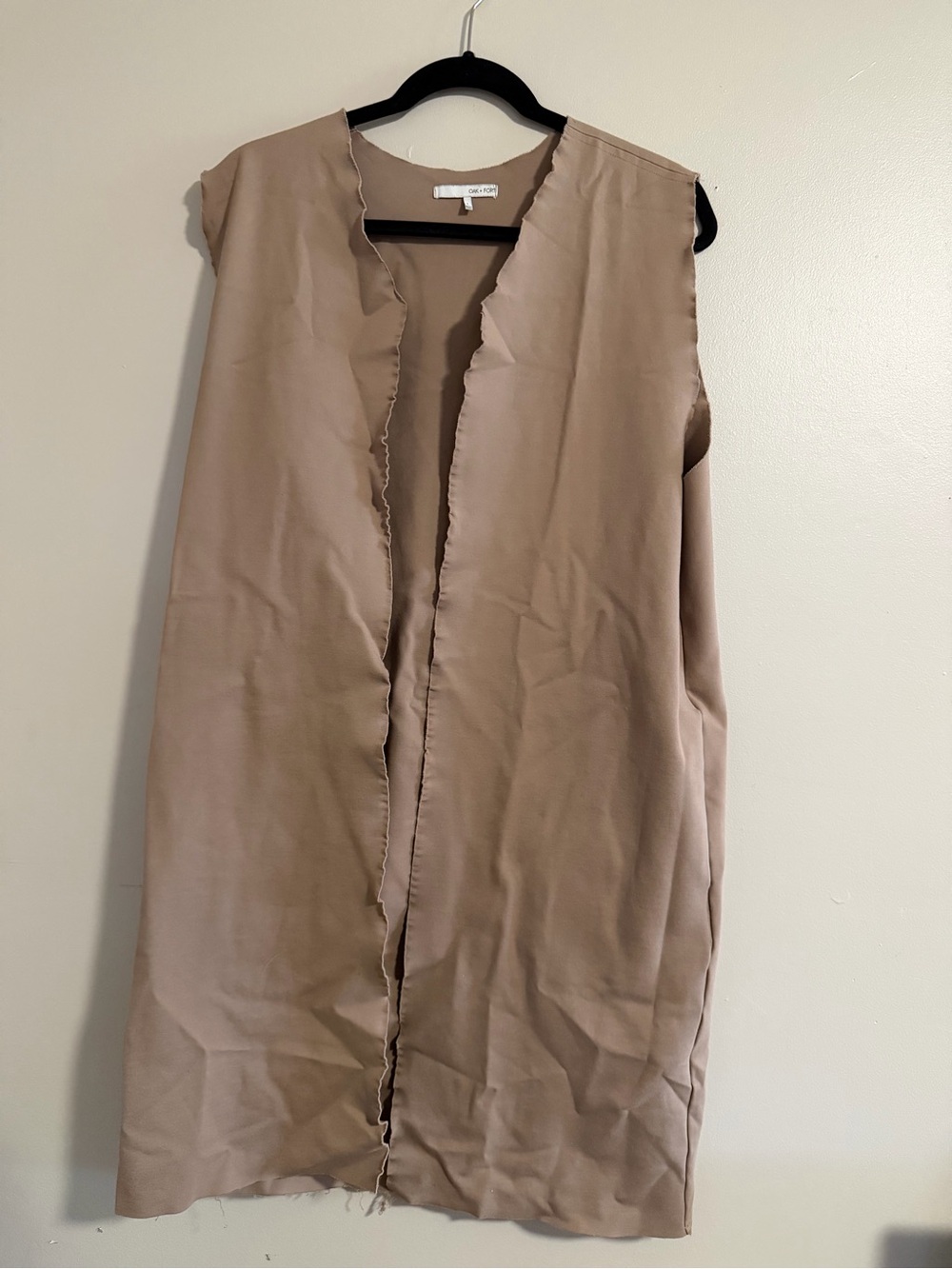 OAK + FORT Soft Taupe Sleeveless Open Vest